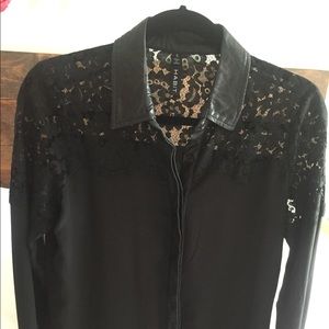 Sexy Leather, Lace and Silk button down!